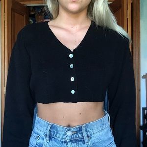 Black crop top cardigan